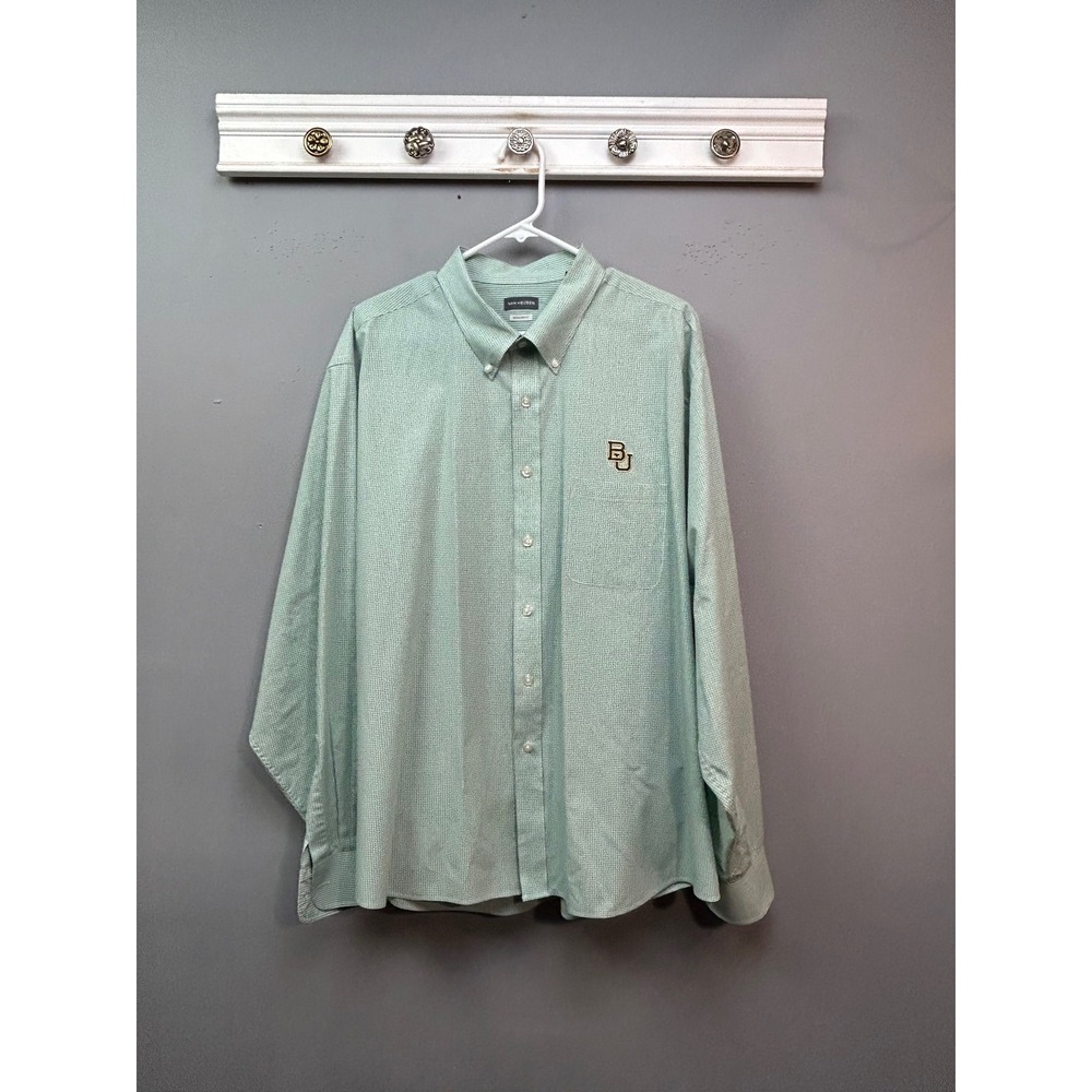 Baylor Bears Button Down Mens‎ 2XL Green Gingham BU Wrinkle Free NCAA Preppy